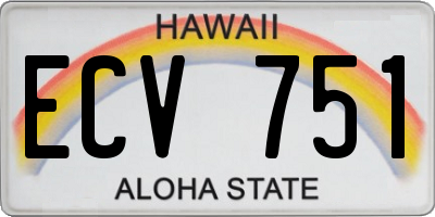HI license plate ECV751