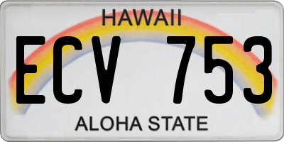 HI license plate ECV753