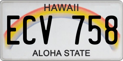 HI license plate ECV758