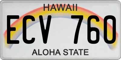 HI license plate ECV760