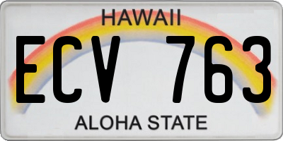 HI license plate ECV763