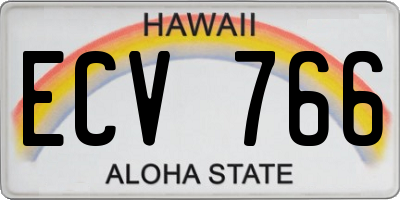 HI license plate ECV766