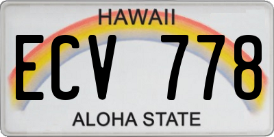 HI license plate ECV778