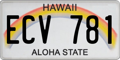 HI license plate ECV781