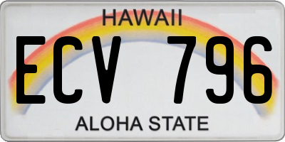 HI license plate ECV796