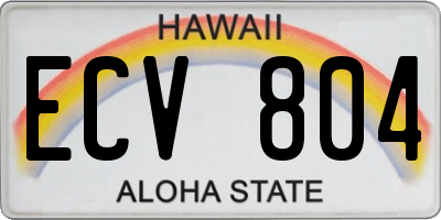 HI license plate ECV804