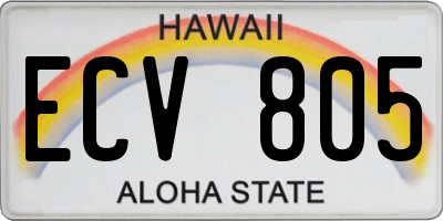 HI license plate ECV805
