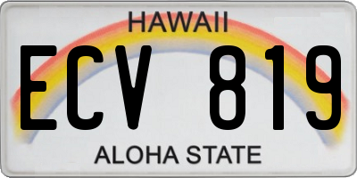 HI license plate ECV819