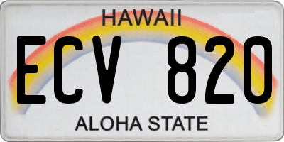 HI license plate ECV820