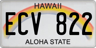 HI license plate ECV822