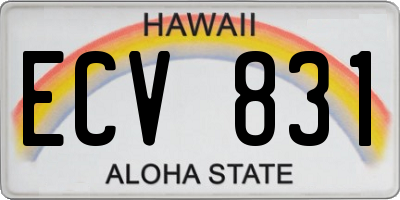 HI license plate ECV831