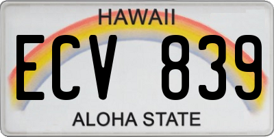 HI license plate ECV839
