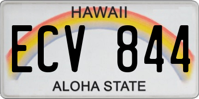 HI license plate ECV844