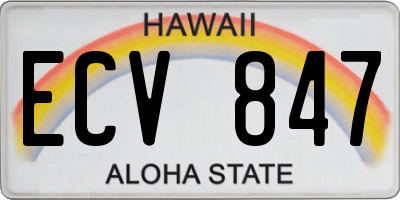 HI license plate ECV847