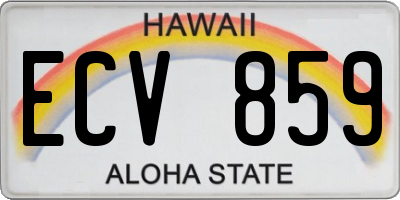 HI license plate ECV859
