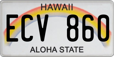 HI license plate ECV860