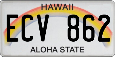 HI license plate ECV862