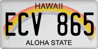 HI license plate ECV865