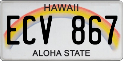 HI license plate ECV867