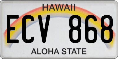 HI license plate ECV868