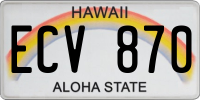 HI license plate ECV870