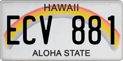 HI license plate ECV881