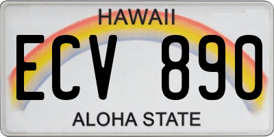 HI license plate ECV890