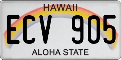 HI license plate ECV905