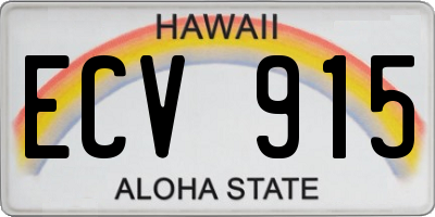 HI license plate ECV915