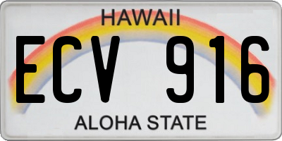 HI license plate ECV916