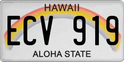 HI license plate ECV919