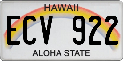 HI license plate ECV922