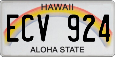 HI license plate ECV924
