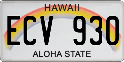 HI license plate ECV930