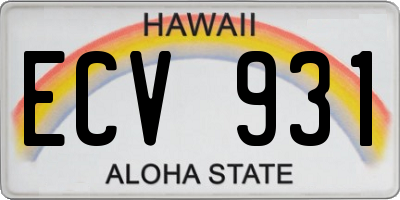 HI license plate ECV931