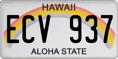 HI license plate ECV937