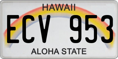 HI license plate ECV953