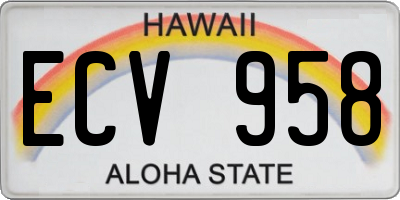 HI license plate ECV958