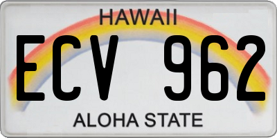 HI license plate ECV962