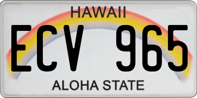 HI license plate ECV965
