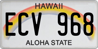 HI license plate ECV968