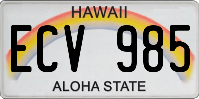 HI license plate ECV985