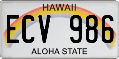 HI license plate ECV986