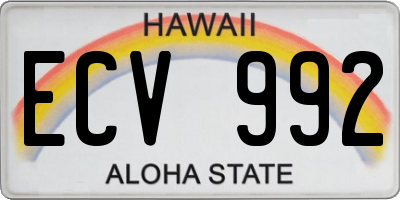 HI license plate ECV992