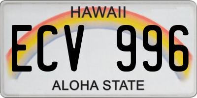 HI license plate ECV996