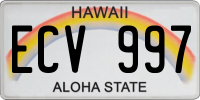 HI license plate ECV997