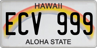 HI license plate ECV999
