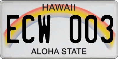 HI license plate ECW003
