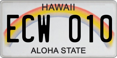 HI license plate ECW010