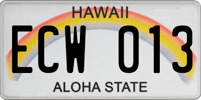 HI license plate ECW013
